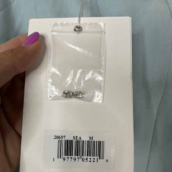 FLAW - NWT Mac Duggal Embellished A-Line Cocktail Dress Seafoam Medium #9872 - Picture 9 of 11